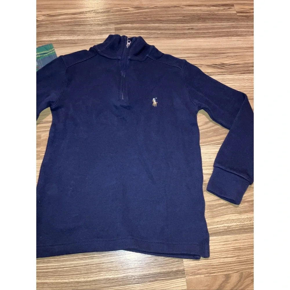 LOT of 2 Polo Ralph Lauren Boys Blue 1/4 Zip & Button Down Shirts Size Small‎